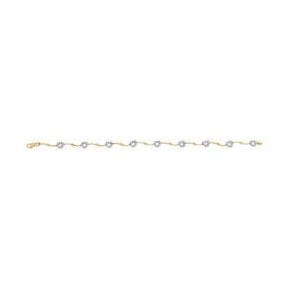 10k Two-Tone Gold 1/3 Cttw Diamond Pave Set Heart S-Link 7.25" Bracelet (I-J Color, I2-I3 Clarity) by Bids.com