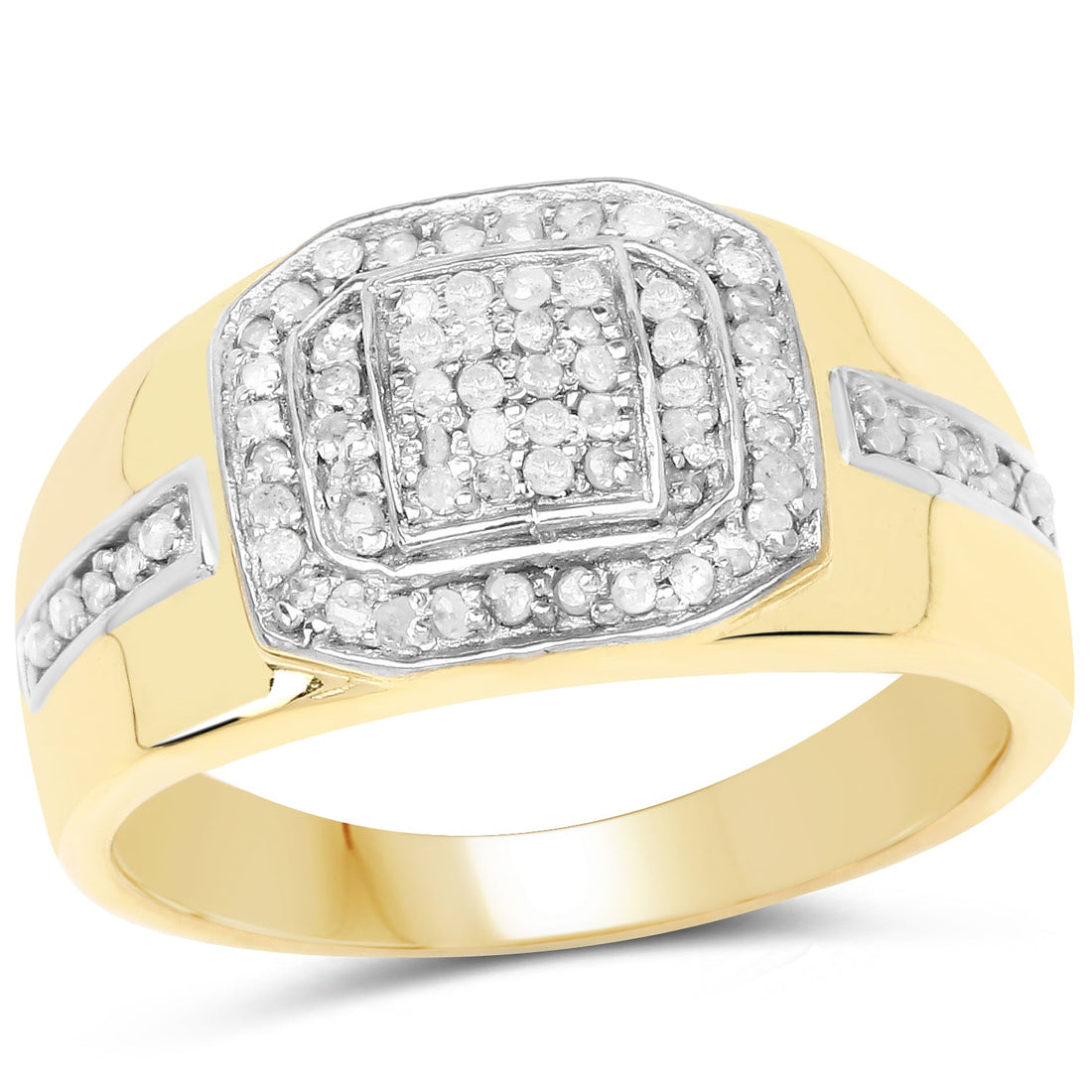 14K Yellow Gold Plated 0.29 Carat Genuine White Diamond .925 Sterling Silver Ring by Bids.com