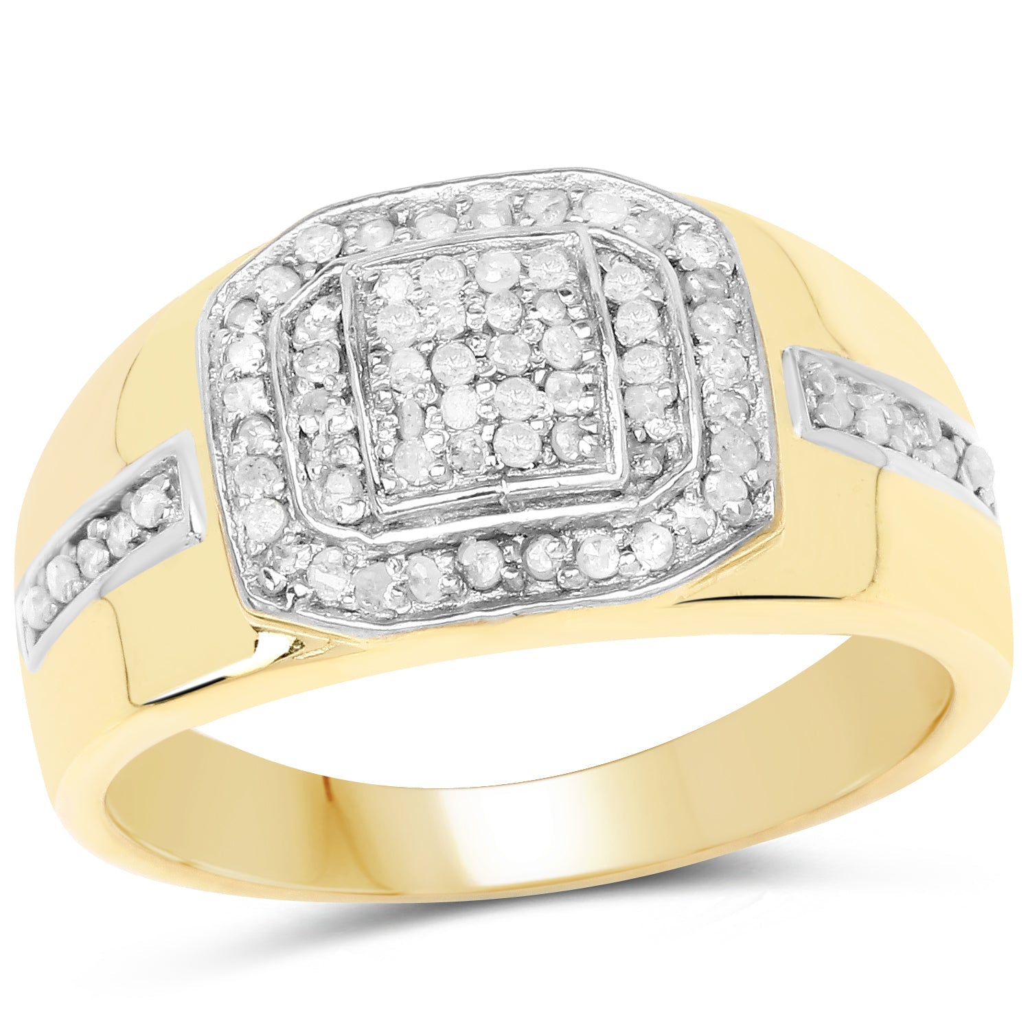 14K Yellow Gold Plated 0.29 Carat Genuine White Diamond .925 Sterling Silver Ring by Bids.com