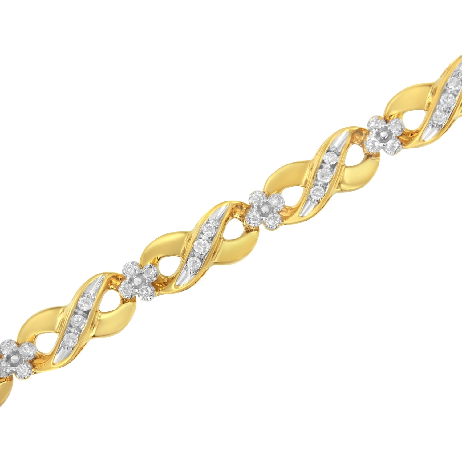 10K Yellow Gold Round-Cut Diamond Infinite Love Bracelet (1.00 cttw, I-J Color, I2-I3 Clarity) by Bids.com
