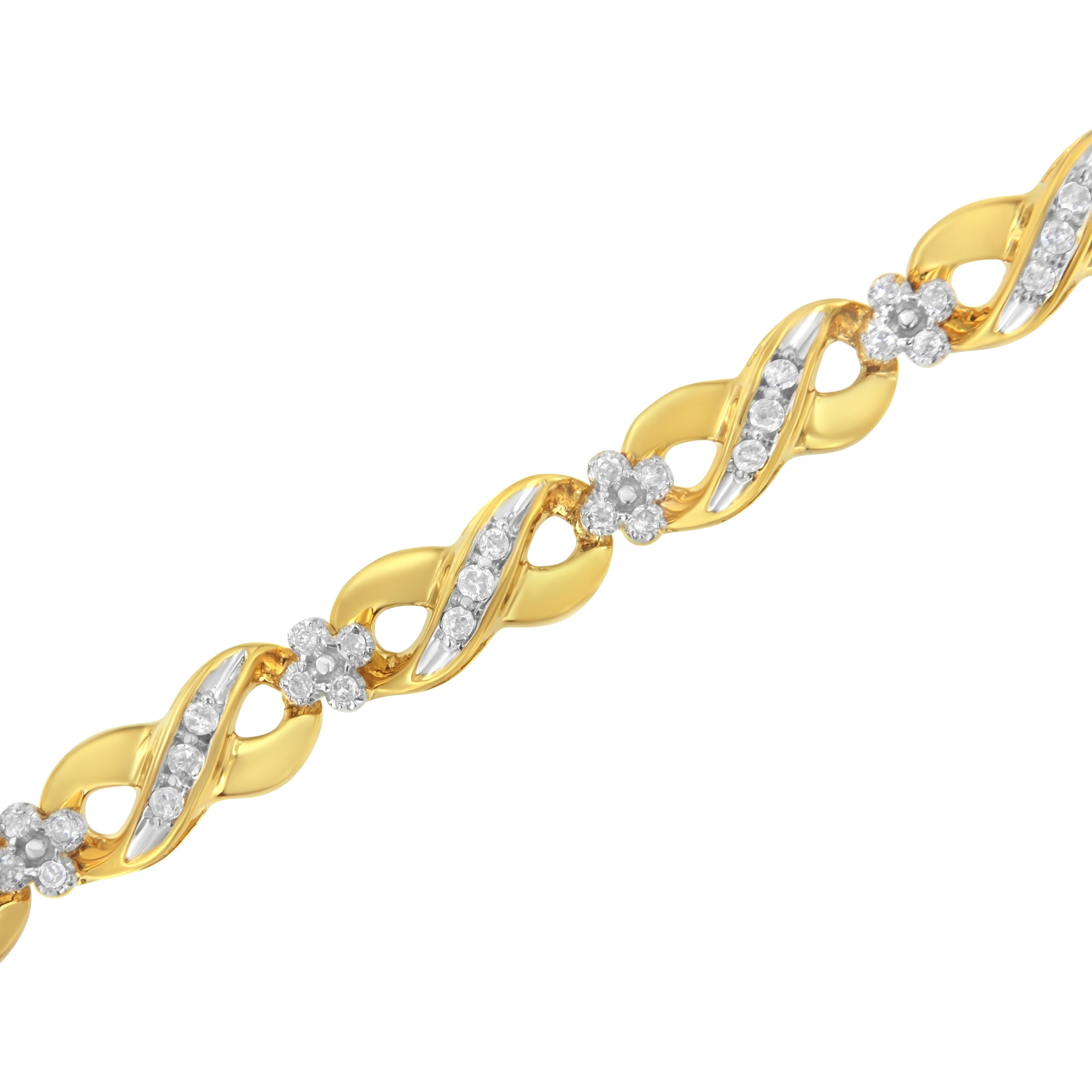10K Yellow Gold Round-Cut Diamond Infinite Love Bracelet (1.00 cttw, I-J Color, I2-I3 Clarity) by Bids.com