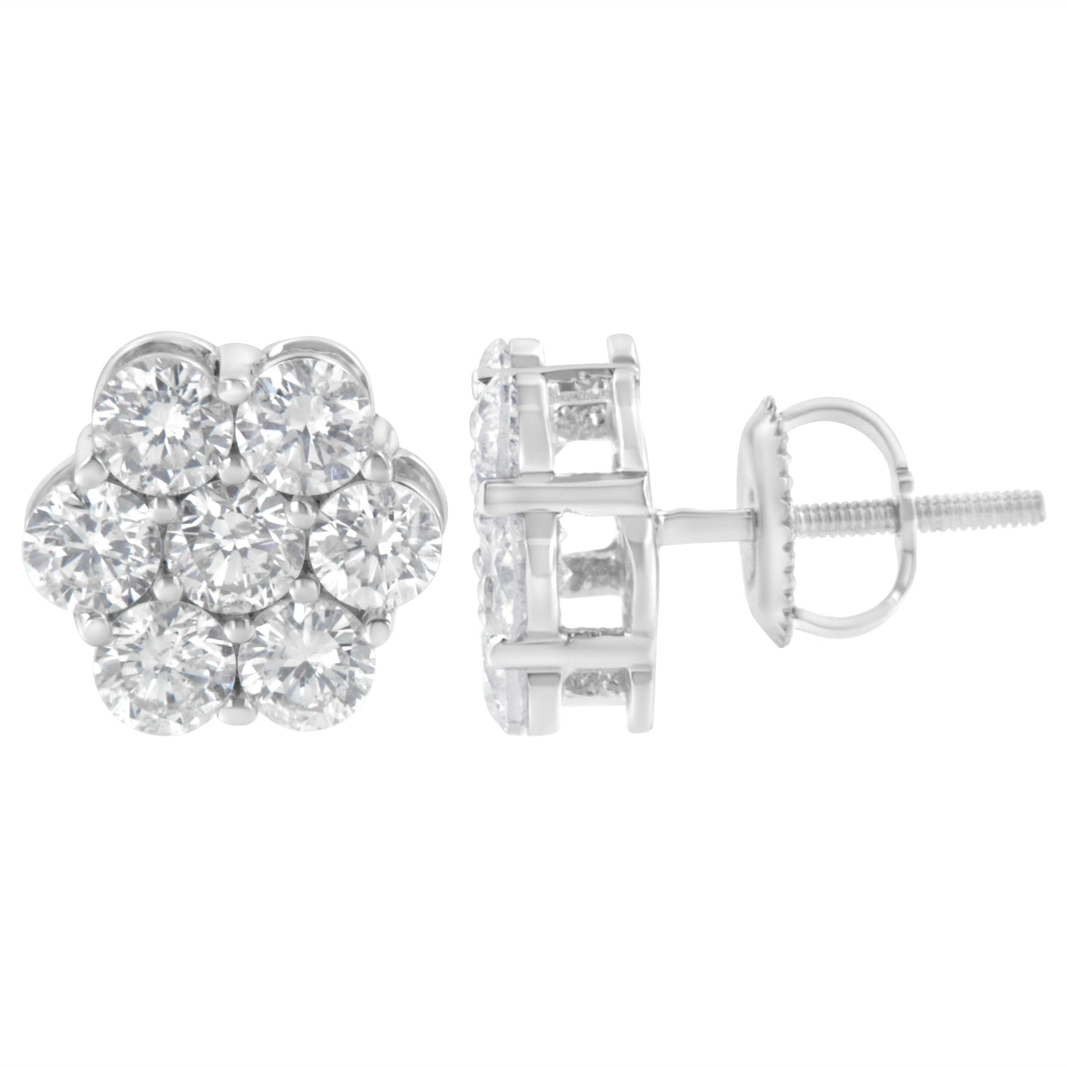 Sterling Silver 2 cttw Floral Composite 7 Stone Diamond Stud Earring (I-J, I1-I2) by Bids.com