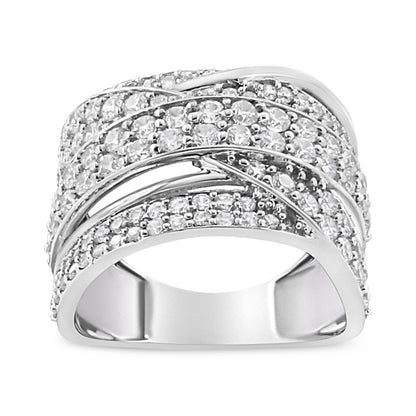 .925 Sterling Silver 2.00 Cttw Round-Cut Diamond Overlapping Bypass Band Ring (I-J Color, I2-I3 Clarity) - Ring Size 7 by Bids.com