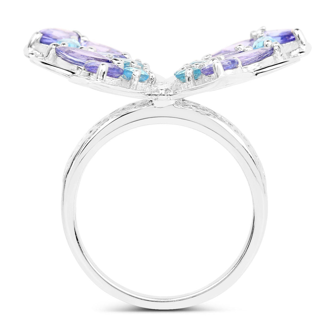 3.60 Carat Genuine Tanzanite and Swiss Blue Topaz .925 Sterling Silver Ring by Bids.com
