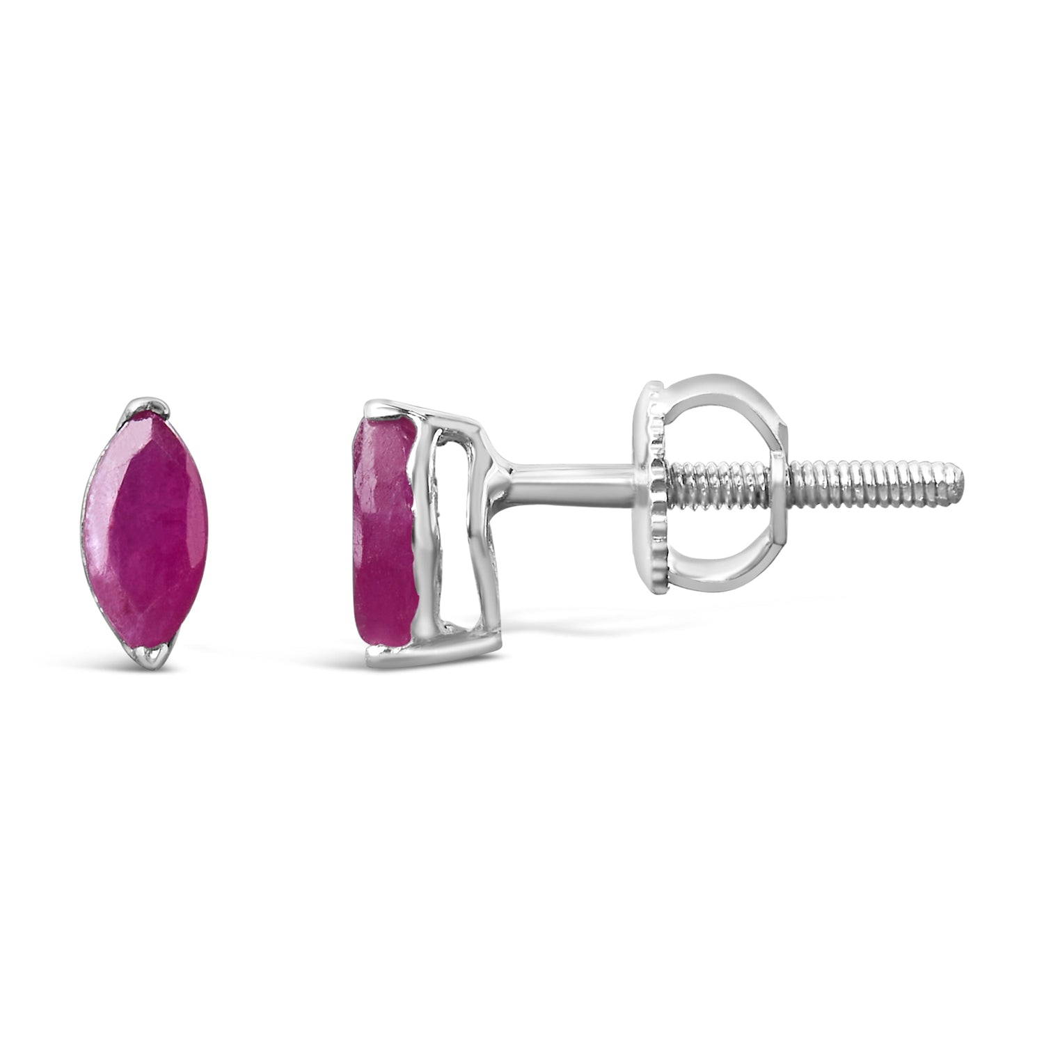 .925 Sterling Silver 1/2 Cttw Created Pink Ruby Gemstone Solitaire Stud Earrings by Bids.com