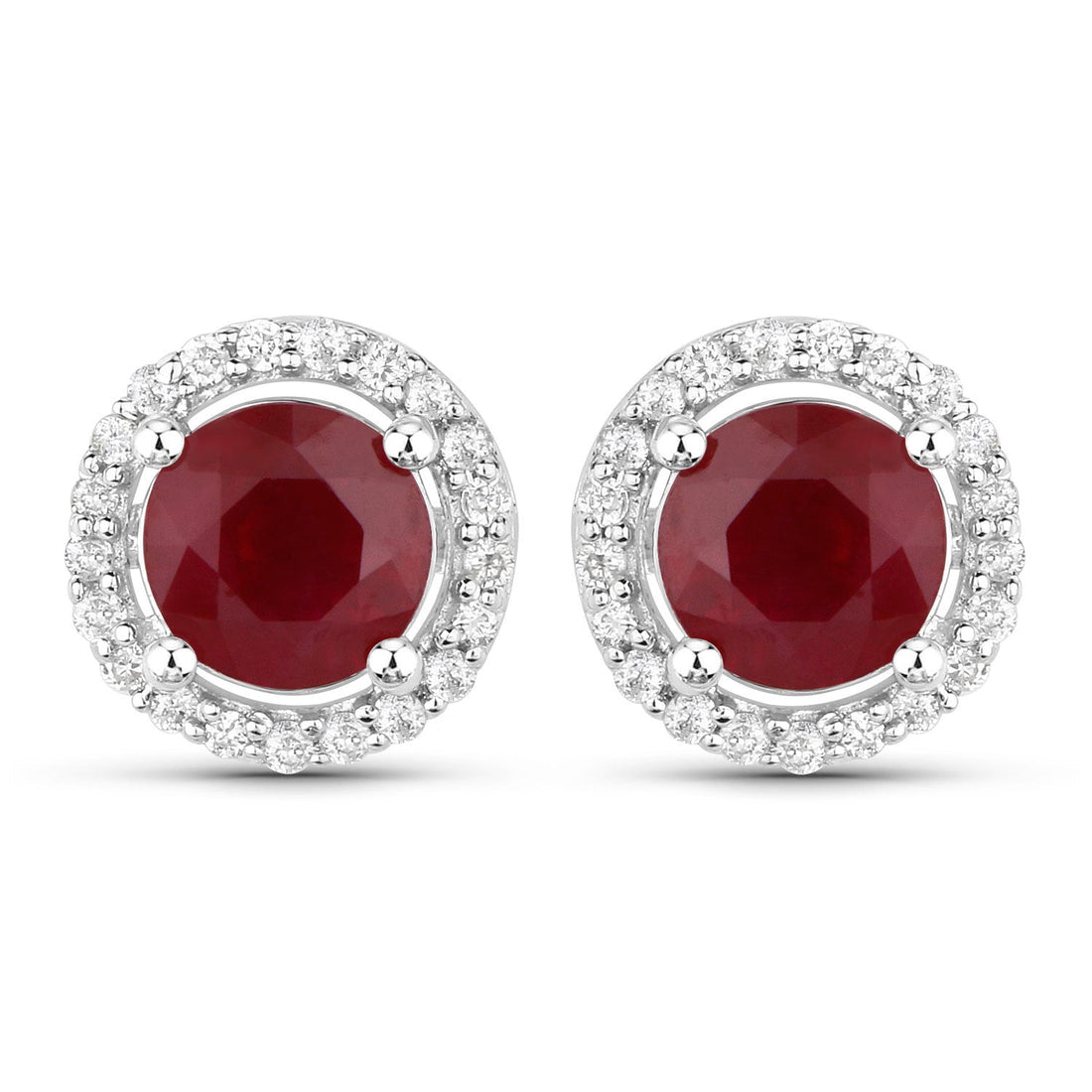 1.22 Carat Genuine Ruby and White Diamond 14K White Gold Earrings by Bids.com