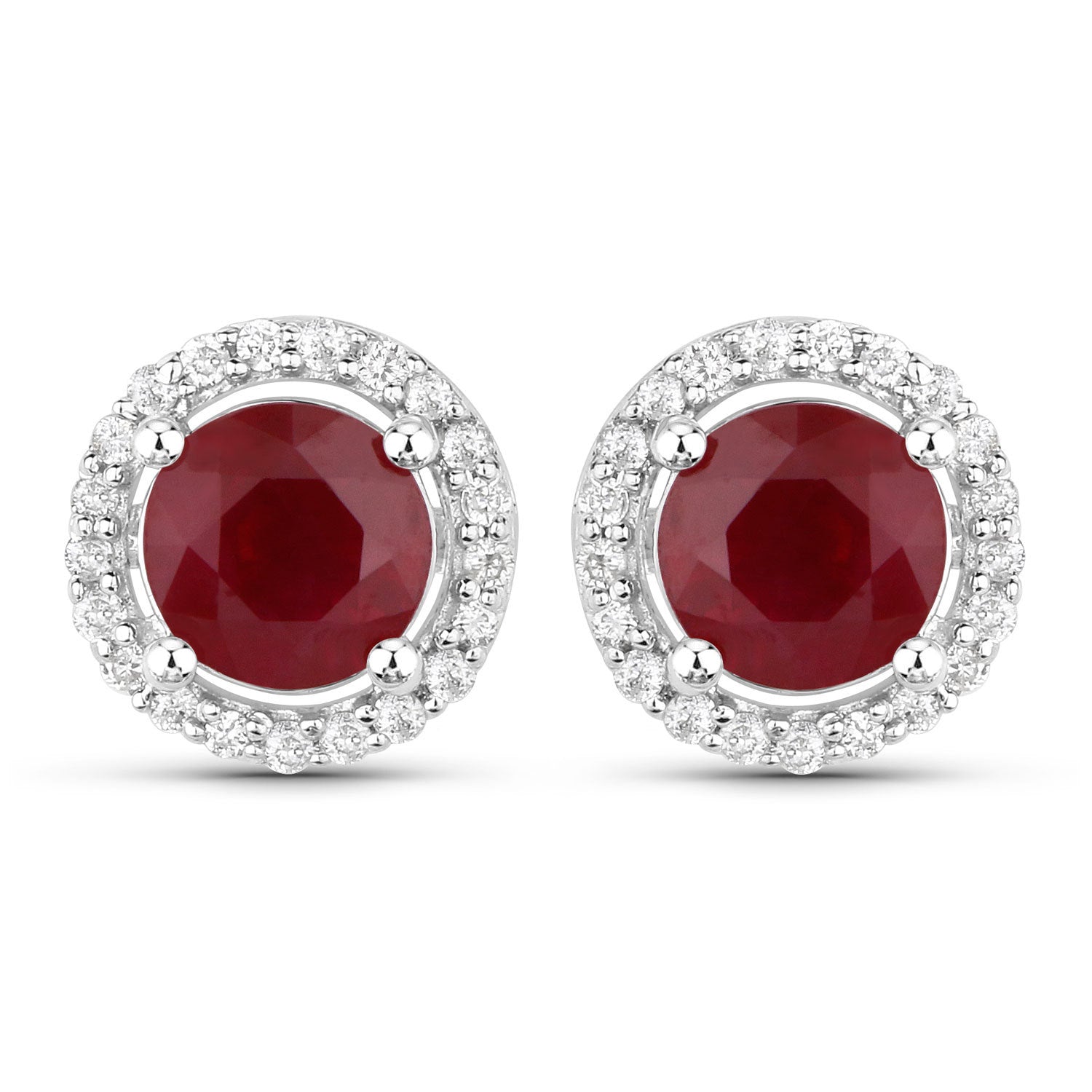 1.22 Carat Genuine Ruby and White Diamond 14K White Gold Earrings by Bids.com