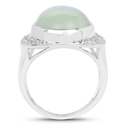 11.50 Carat Genuine Prehnite And White Topaz .925 Sterling Silver Ring by Bids.com