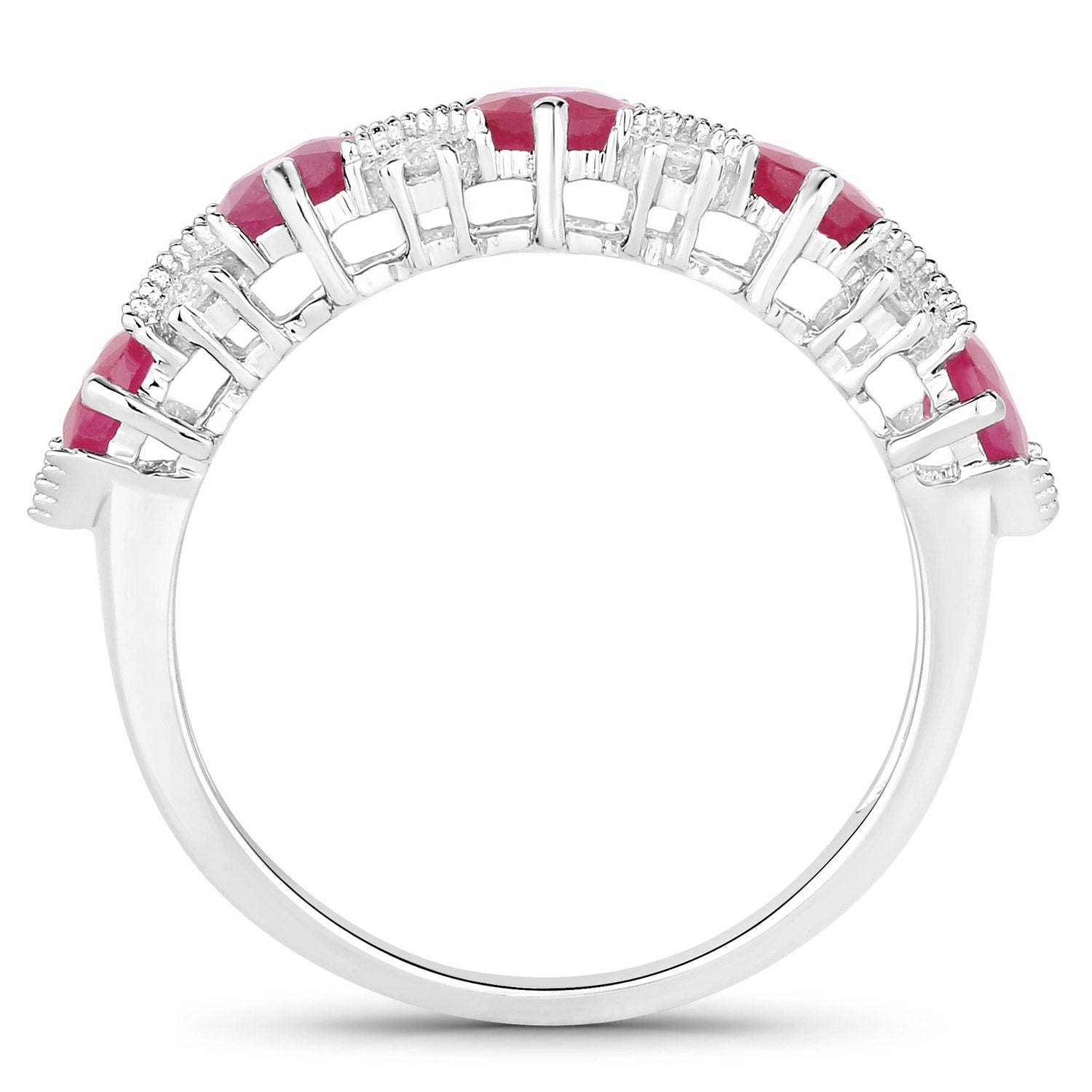 1.61 Carat Genuine Ruby and White Diamond 14K White Gold Ring by Bids.com