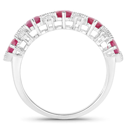 1.61 Carat Genuine Ruby and White Diamond 14K White Gold Ring by Bids.com