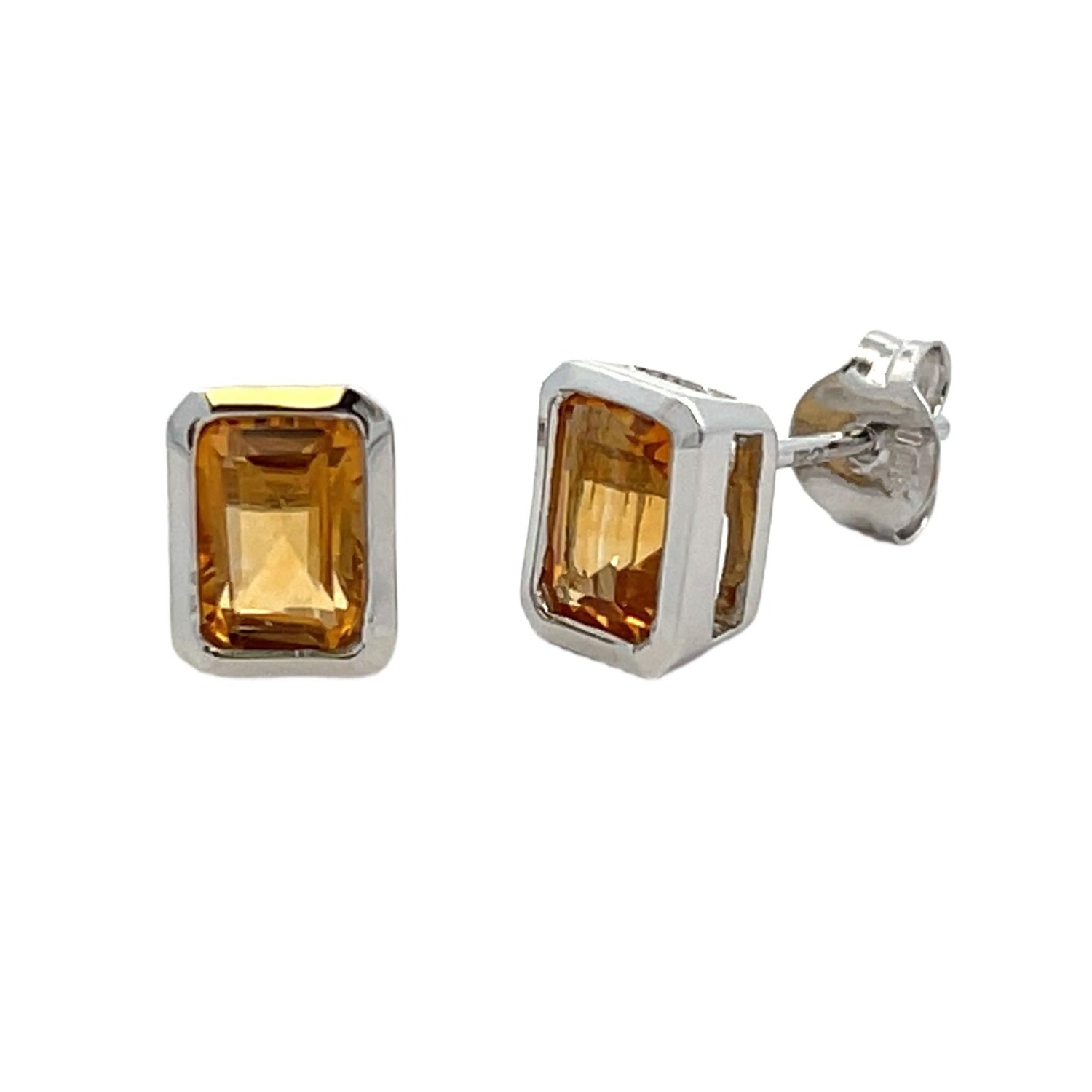Genuine 1.08ct Citrine Stud Earrings 10KT White Gold by Bids.com
