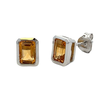 Genuine 1.08ct Citrine Stud Earrings 10KT White Gold by Bids.com