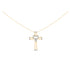 14K Yellow Gold Plated .925 Sterling Silver 1/6 Cttw Diamond Interlocking Heart and Ribbon Cross Pendant Necklace (H-I Color, I2-I3 Clarity) - 18" Inches by Bids.com