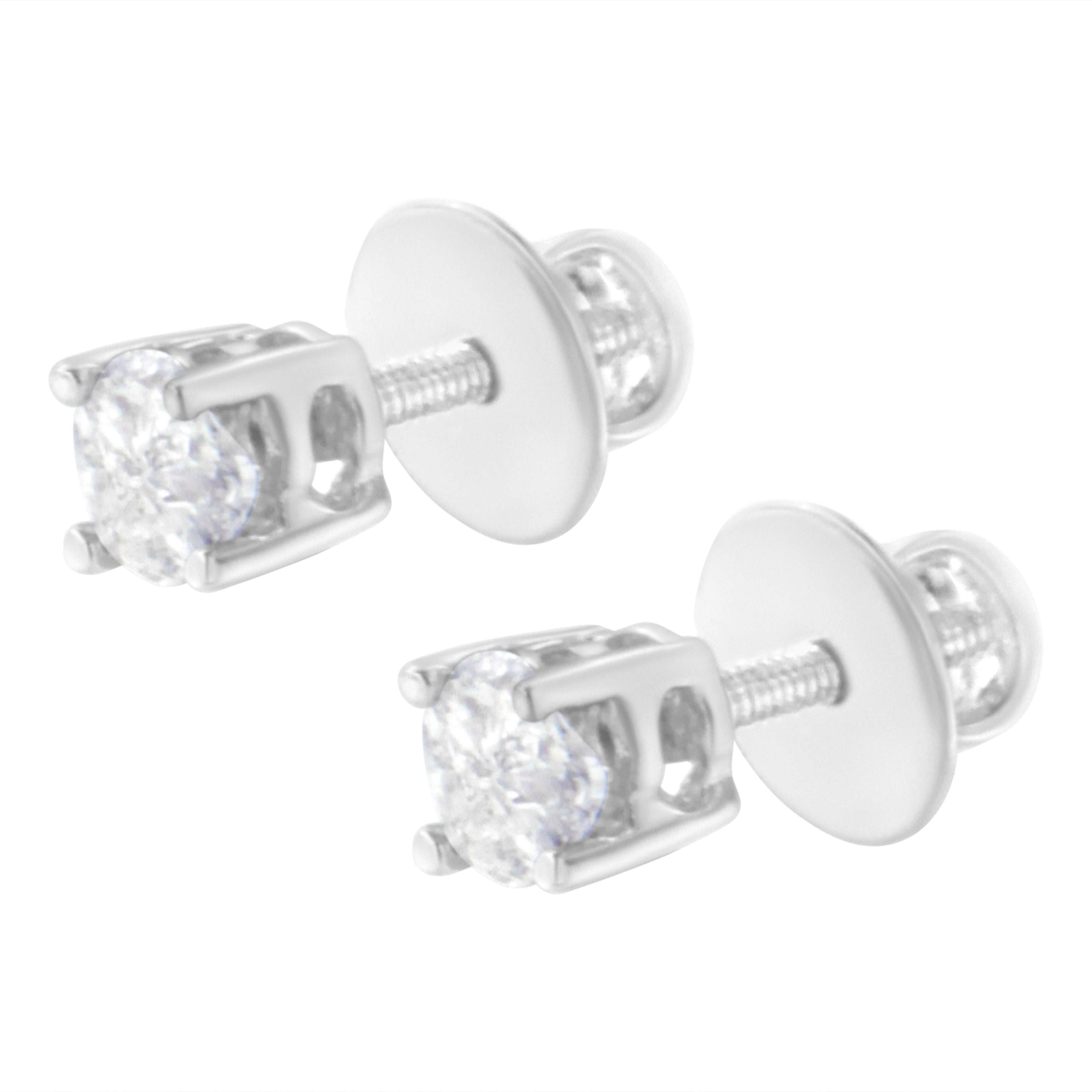 14K White Gold 1/2 Cttw Pie-Cut Diamond Solitaire Stud Earrings (H-I Color, SI1-SI2 Clarity) by Bids.com