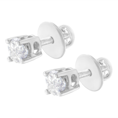 14K White Gold 1/2 Cttw Pie-Cut Diamond Solitaire Stud Earrings (H-I Color, SI1-SI2 Clarity) by Bids.com