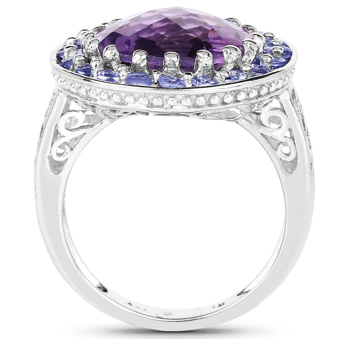 5.95 Carat Genuine Amethyst and Tanzanite .925 Sterling Silver Ring by Bids.com