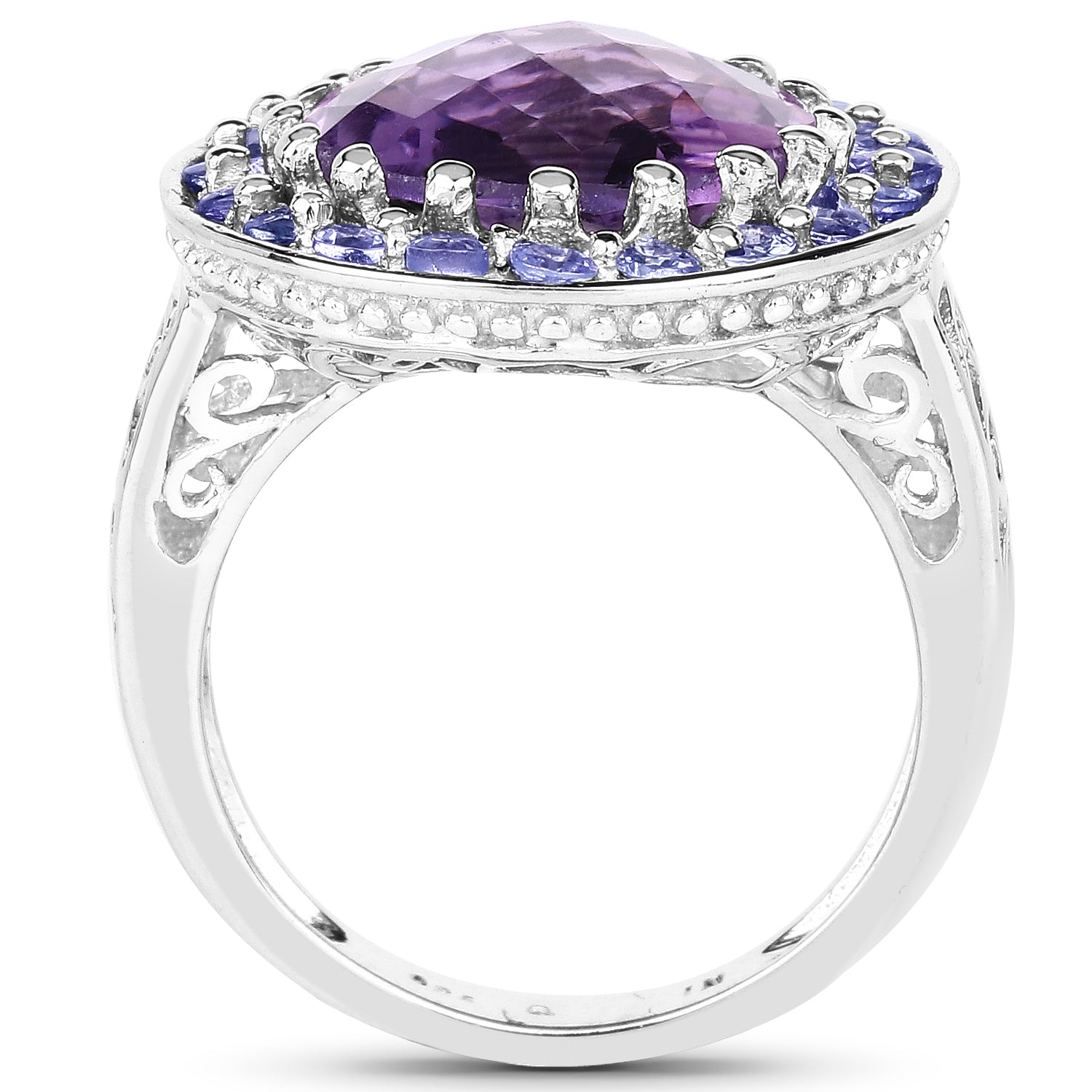 5.95 Carat Genuine Amethyst and Tanzanite .925 Sterling Silver Ring by Bids.com