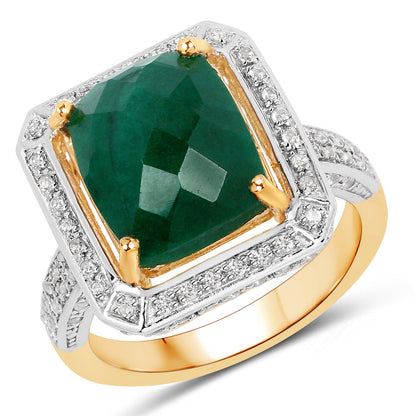 5.18 Carat Dyed Emerald and White Topaz .925 Sterling Silver Ring by Bids.com