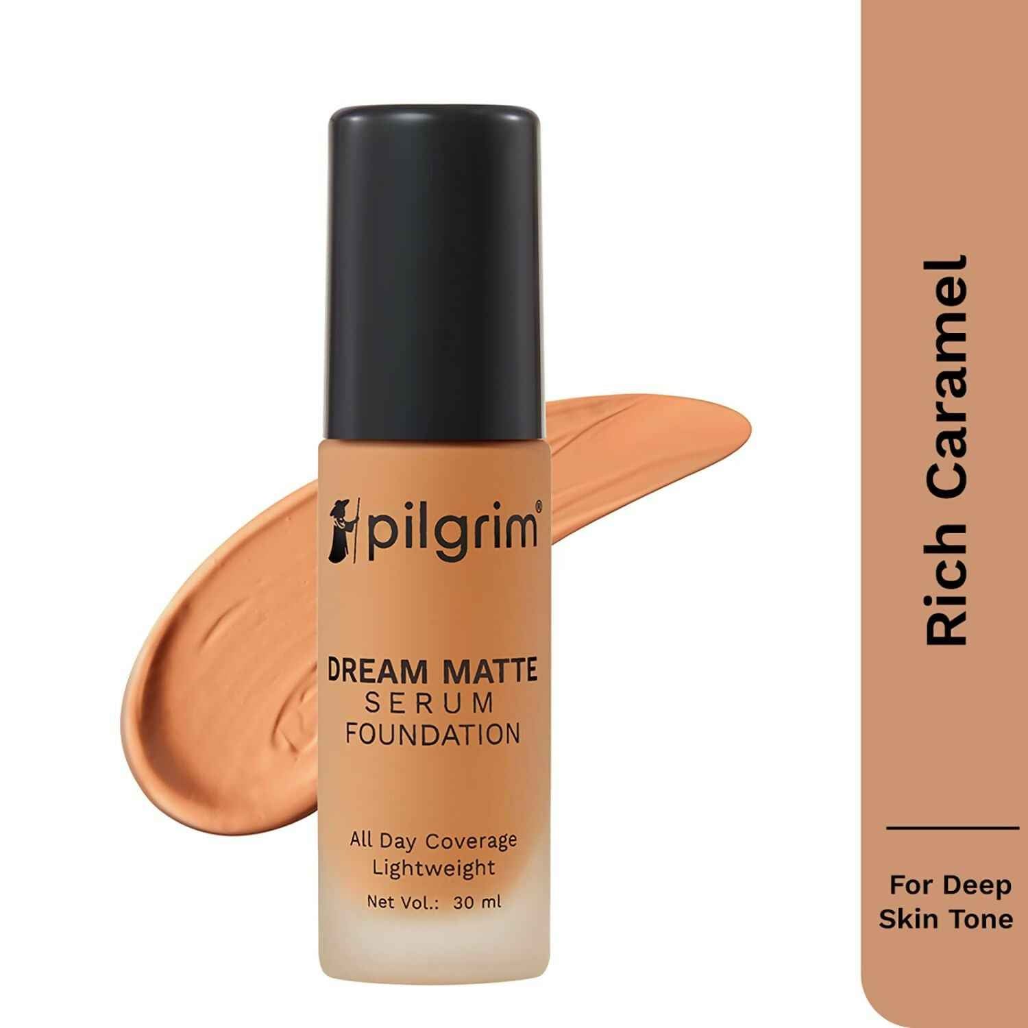 Pilgrim Dream Matte Serum Foundation With Matte &amp; Poreless All Day Coverage Lightweight - Rich Caramel