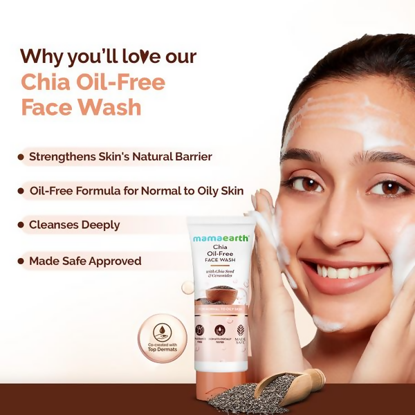 Mamaearth Chia Oil-Free Face Wash with Chia Seed &amp; Ceramides for Normal to Oily Skin