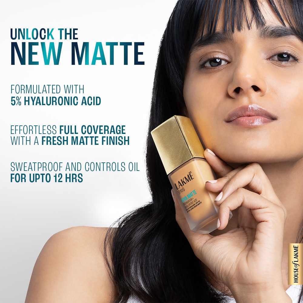 Lakme 9to5 Hya Matte Foundation + Hyaluronic Acid - Warm Wood