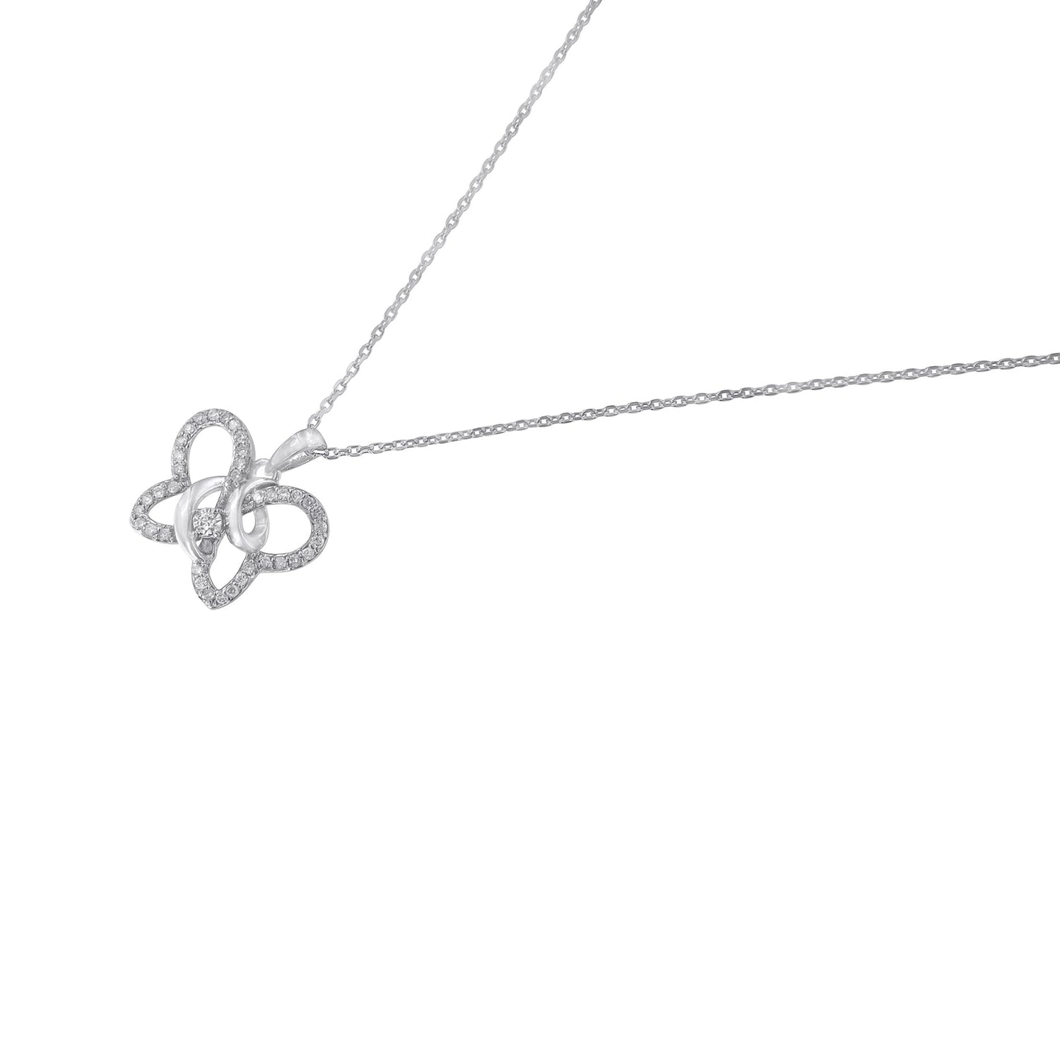 .925 Sterling Silver 1/4 cttw Prong-Set Diamond Butterfly 18" Pendant Necklace (H-I Color, I1-I2 Clarity) by Bids.com