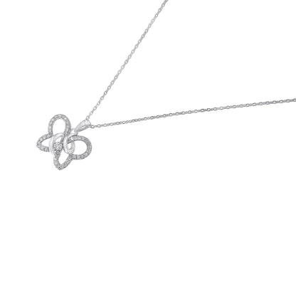 .925 Sterling Silver 1/4 cttw Prong-Set Diamond Butterfly 18" Pendant Necklace (H-I Color, I1-I2 Clarity) by Bids.com