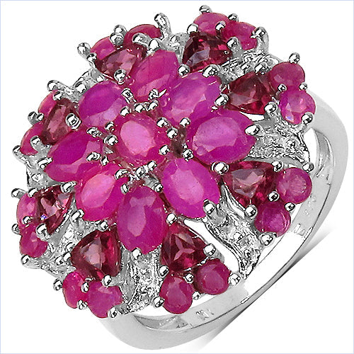 3.90 Carat Genuine Ruby &amp; Rhodolite .925 Sterling Silver Ring by Bids.com