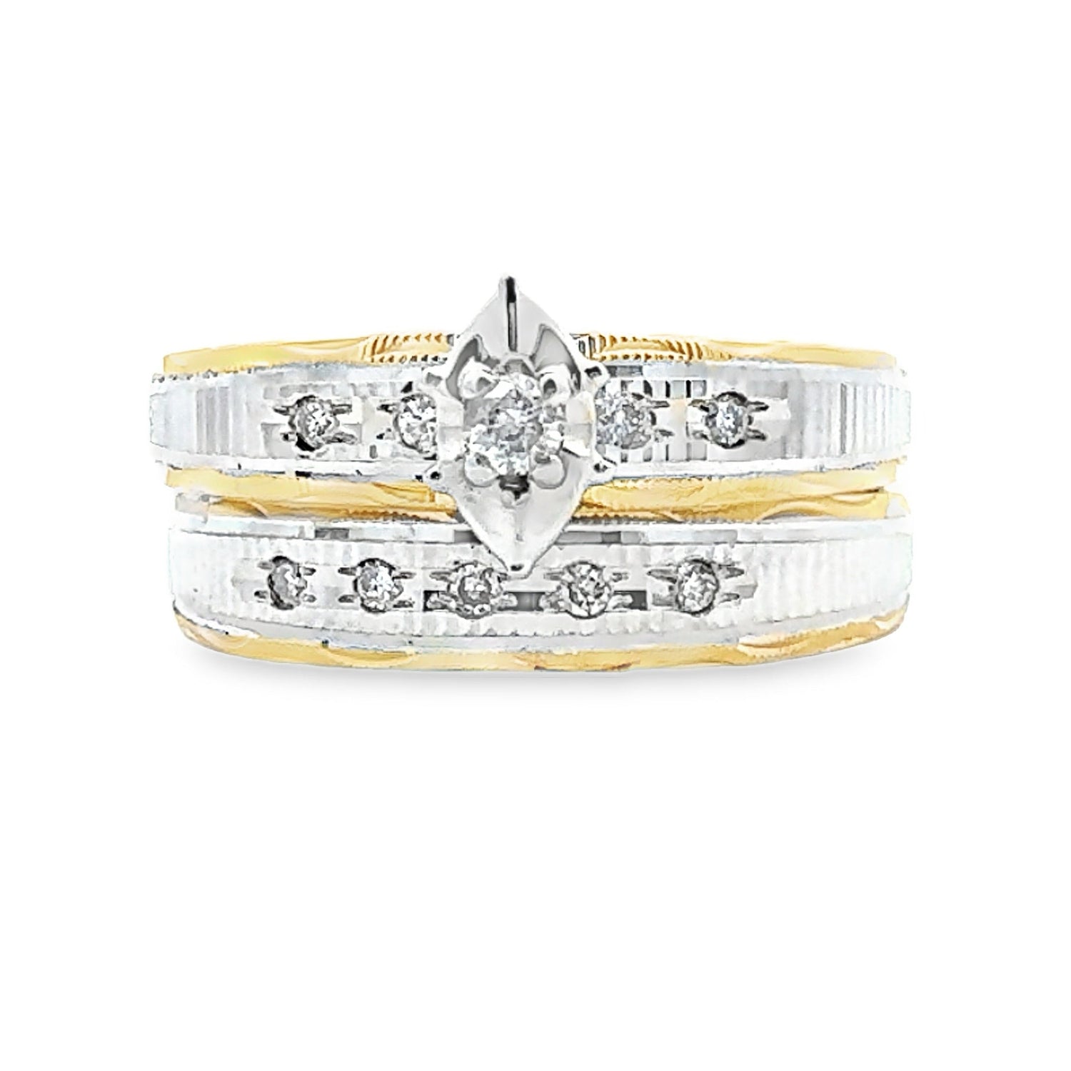 Diamond Engagement Ring Set Sterling Silver 14KT Gold by Bids.com