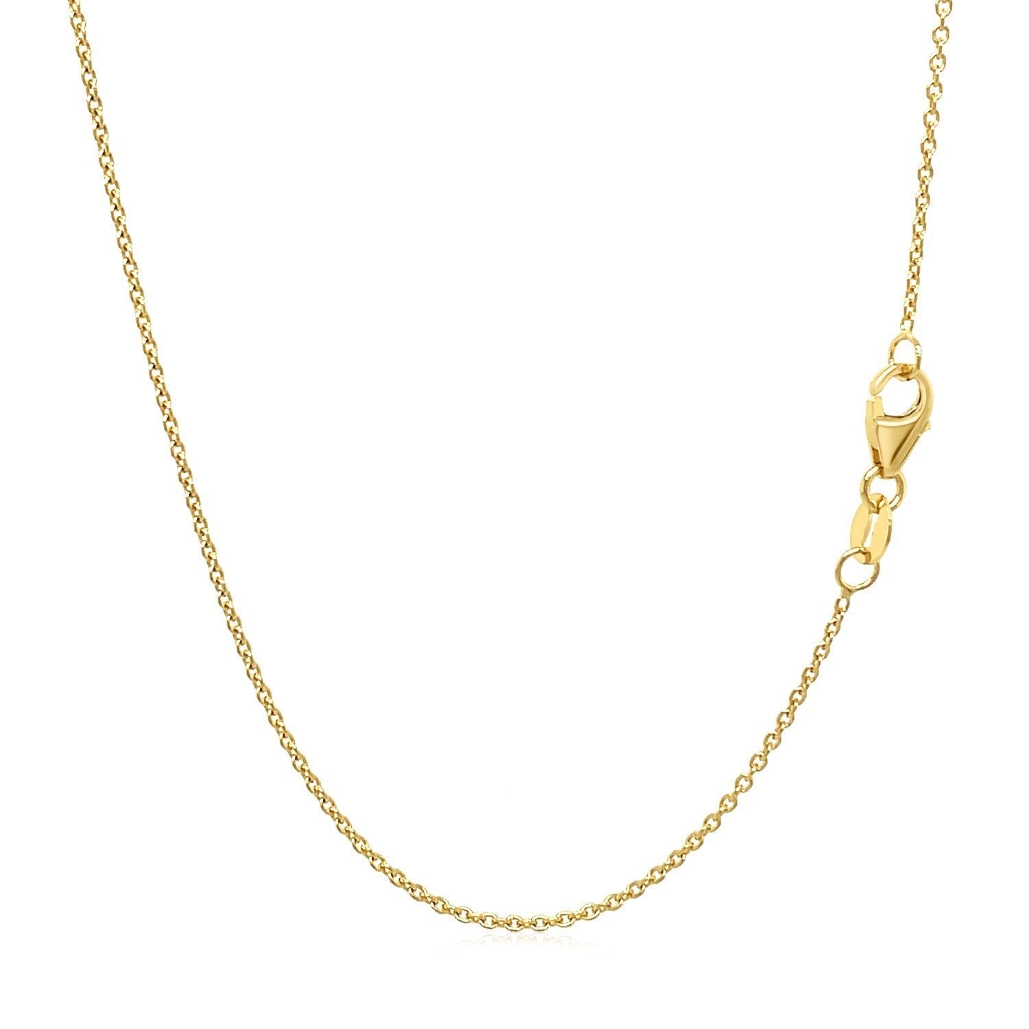14k Yellow Gold Round Cable Link Chain 1.1mm  DestGlow