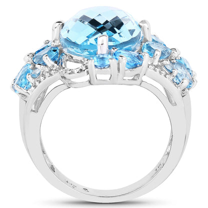 9.50 Carat Genuine Blue Topaz and Swiss Blue Topaz .925 Sterling Silver Ring by Bids.com