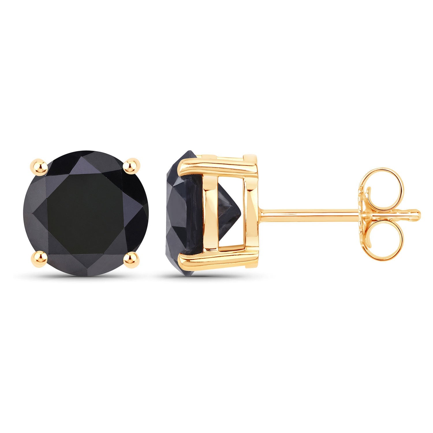 4.30 Carat Genuine Black Diamond 14K Yellow Gold Earrings by Bids.com