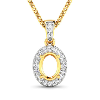 0.18 Carat Genuine White Diamond 14K Yellow Gold Semi Mount Pendant - holds 8x6mm Oval Gemstone by Bids.com