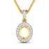 0.18 Carat Genuine White Diamond 14K Yellow Gold Semi Mount Pendant - holds 8x6mm Oval Gemstone by Bids.com