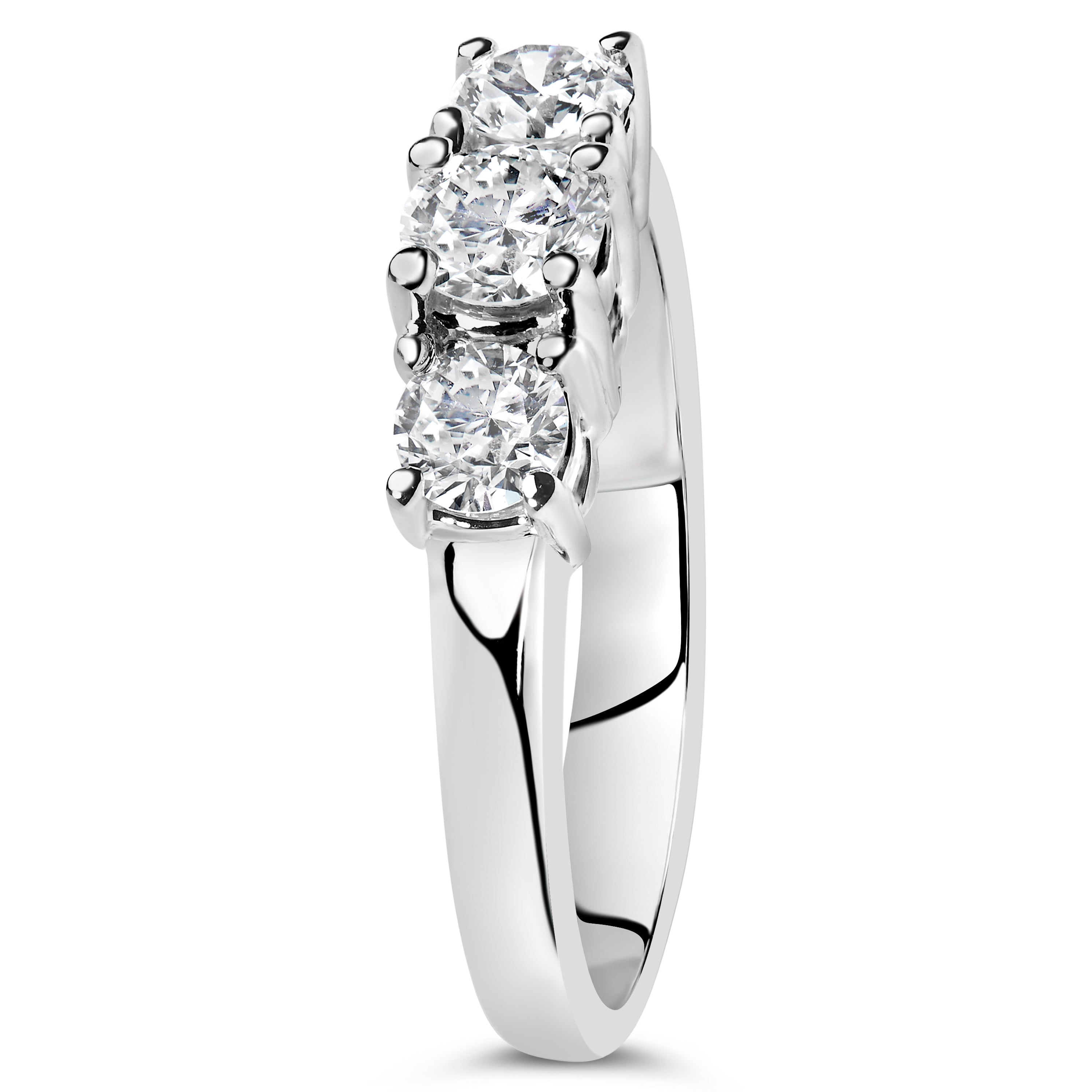 14K White Gold 3/4 Cttw Lab Grown Diamond 3 Stone Ring Band (F-G Color, VS2-SI1 Clarity)- Size 7 by Bids.com