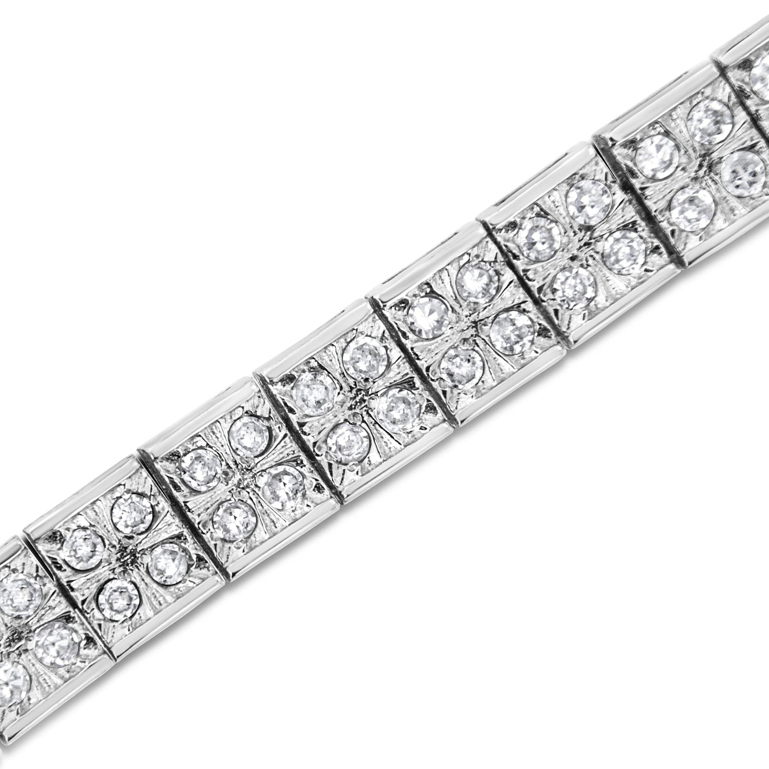 .925 Sterling Silver 2 Cttw Prong Set Round-Cut Diamond 4 Stone Box Link Bracelet (I-J Color, I3 Clarity) - 7.25" by Bids.com