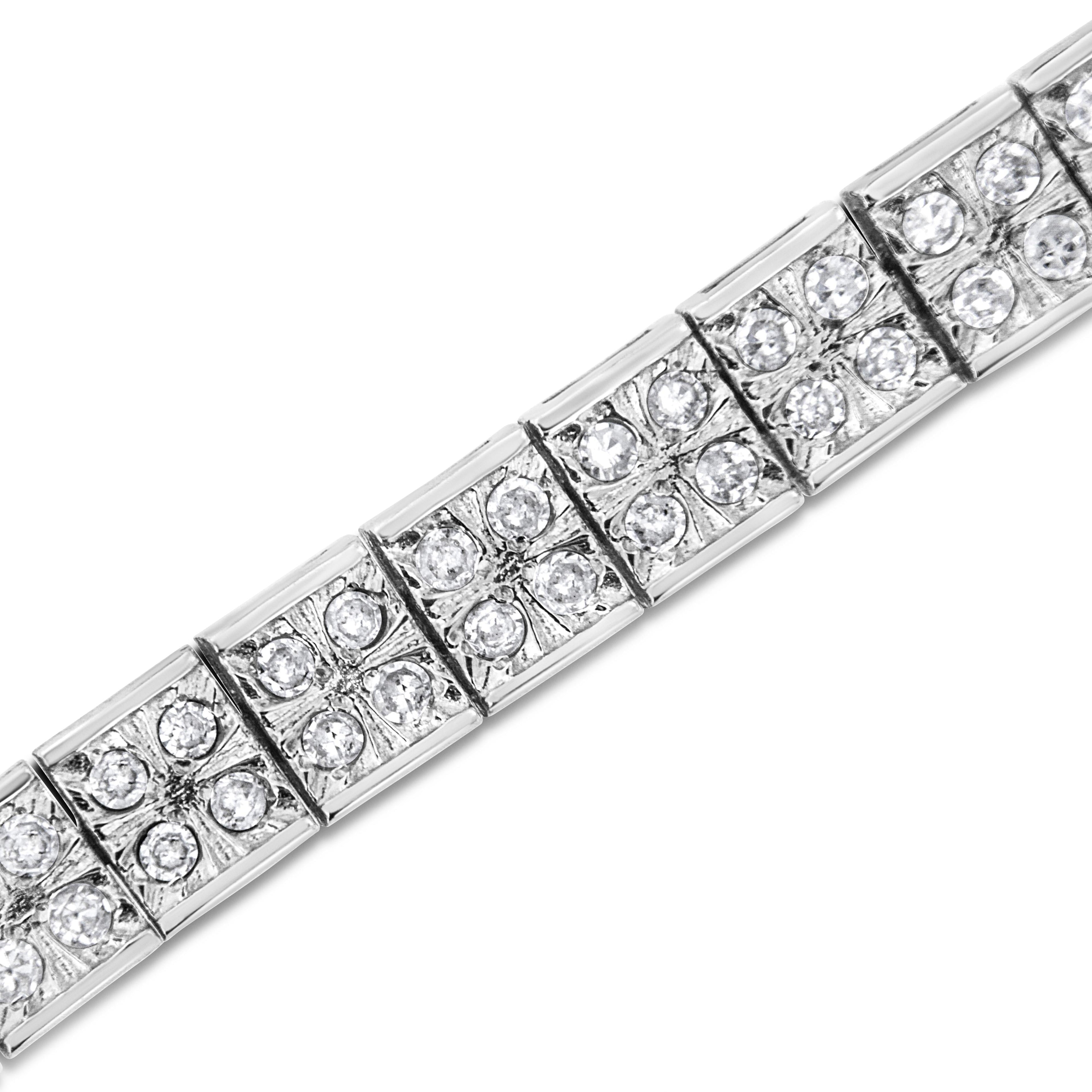 .925 Sterling Silver 2 Cttw Prong Set Round-Cut Diamond 4 Stone Box Link Bracelet (I-J Color, I3 Clarity) - 7.25" by Bids.com