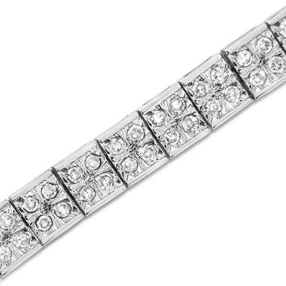 .925 Sterling Silver 2 Cttw Prong Set Round-Cut Diamond 4 Stone Box Link Bracelet (I-J Color, I3 Clarity) - 7.25" by Bids.com
