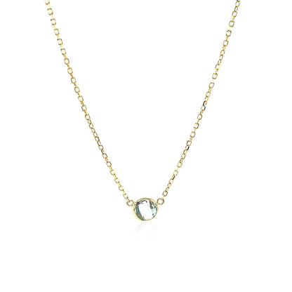 14k Yellow Gold 17 inch Necklace with Round Blue Topaz  DestGlow