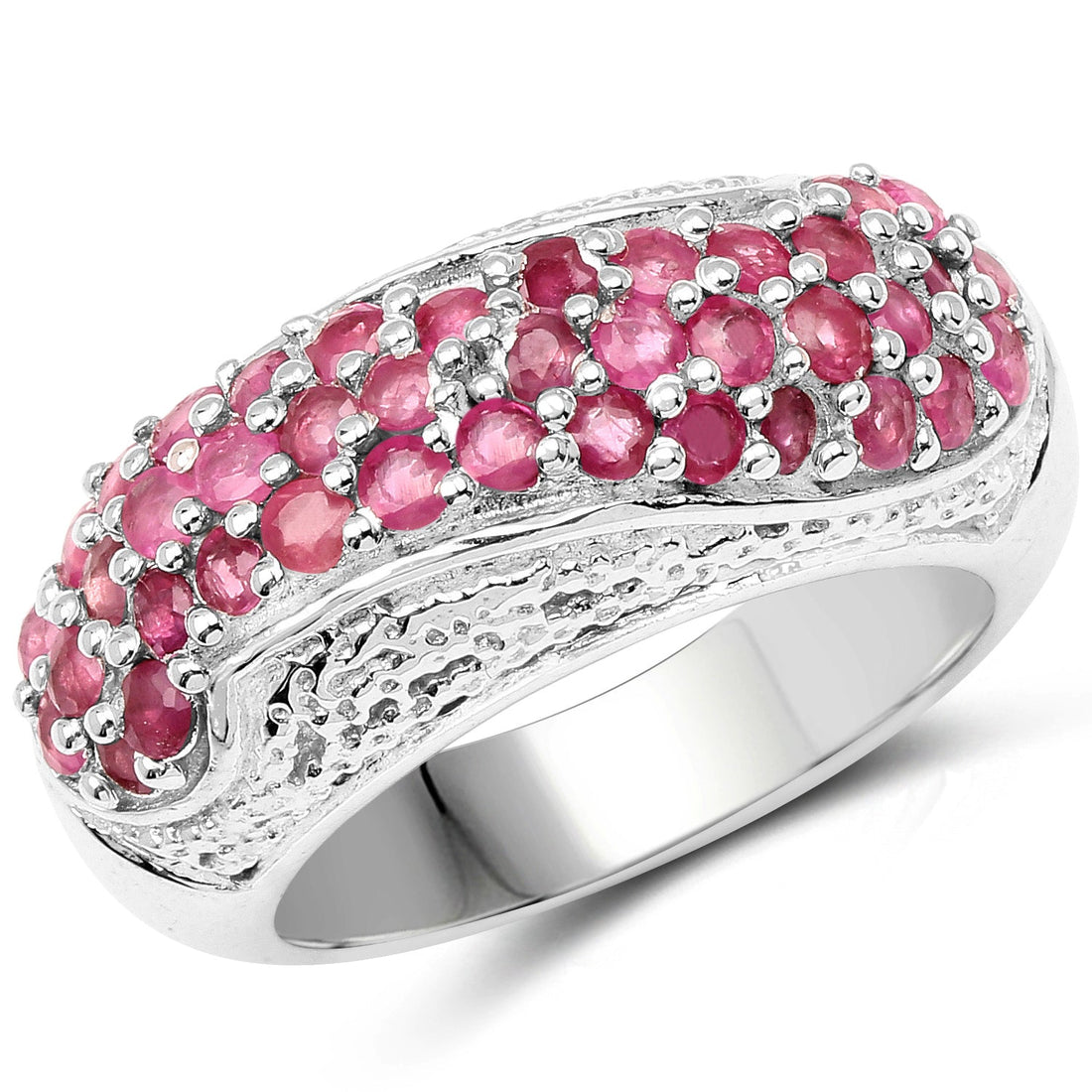 1.81 Carat Genuine Ruby and White Zircon .925 Sterling Silver Ring by Bids.com