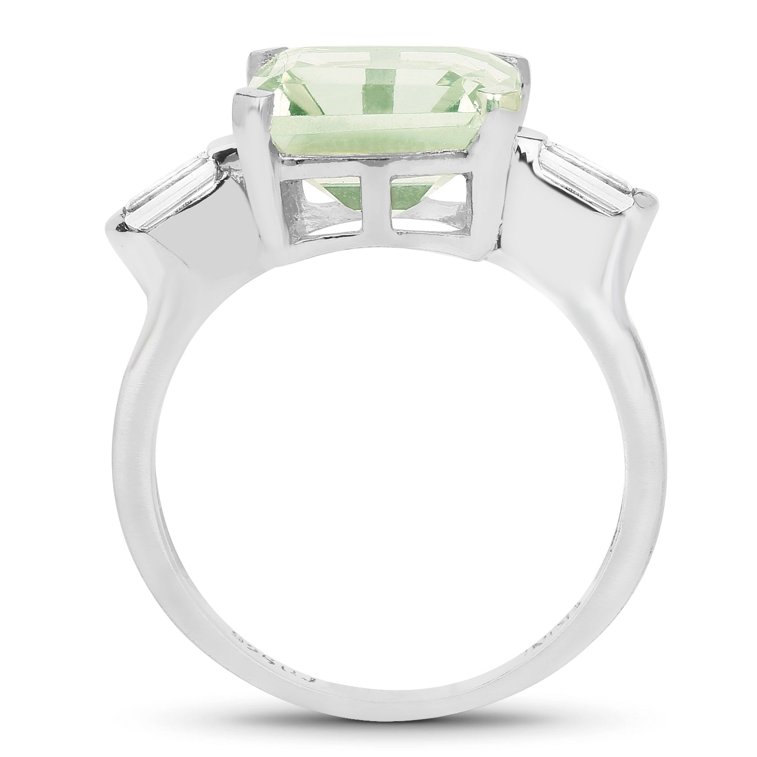 4.76 Carat Genuine Green Amethyst &amp; White Topaz .925 Sterling Silver Ring  DestGlow