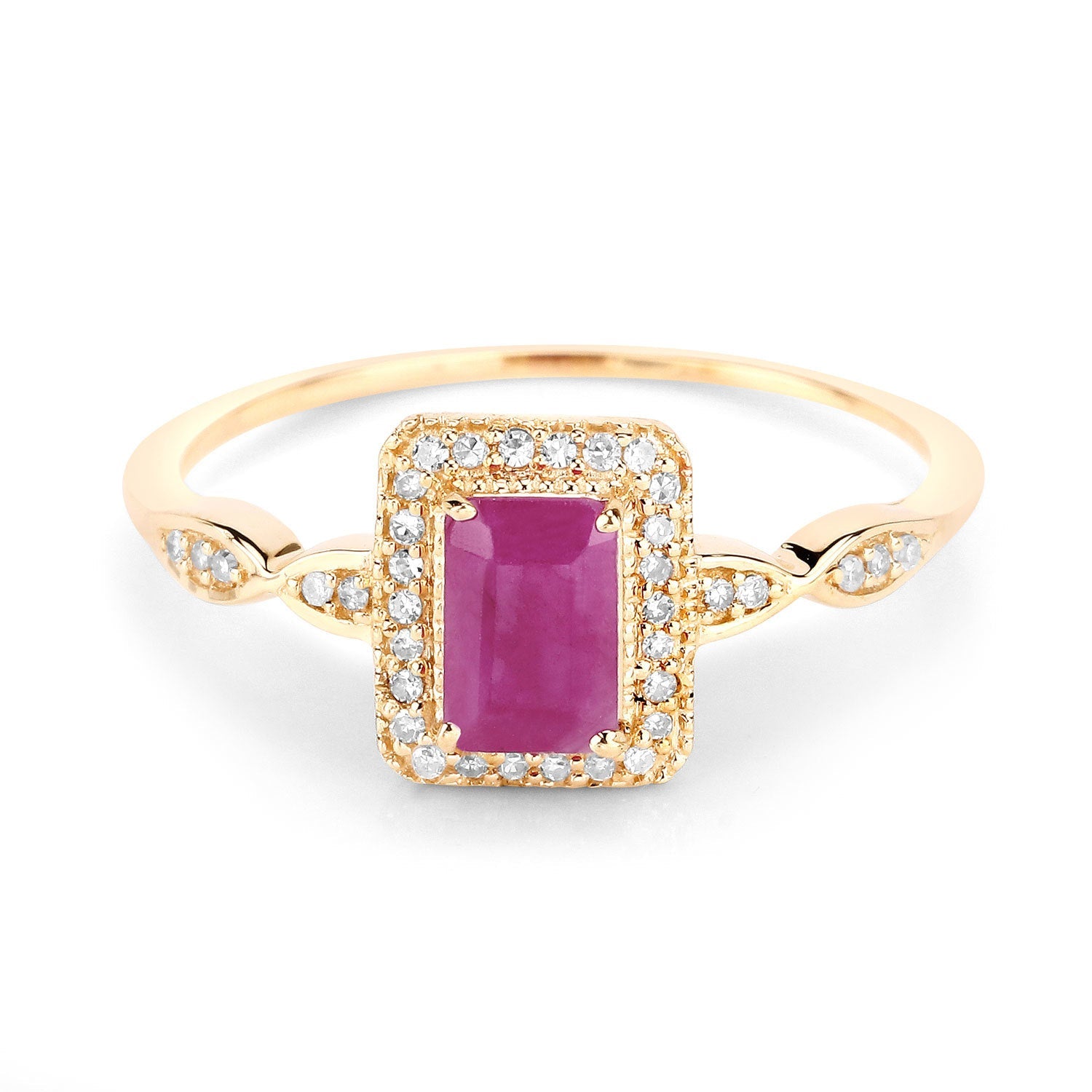 0.75 Carat Genuine Ruby and White Diamond 14K Yellow Gold Ring by Bids.com