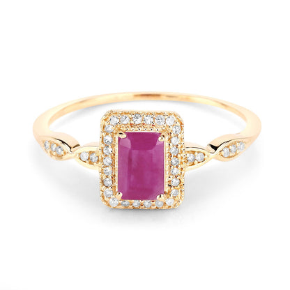 0.75 Carat Genuine Ruby and White Diamond 14K Yellow Gold Ring by Bids.com