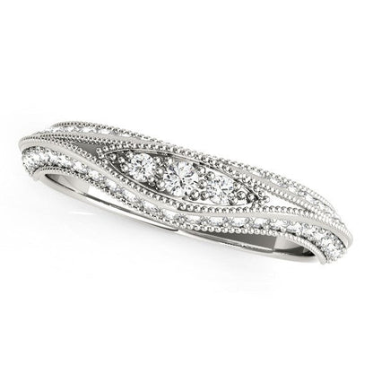 14k White Gold Curved Antique Style Diamond Wedding Ring (1/3 cttw) by Bids.com