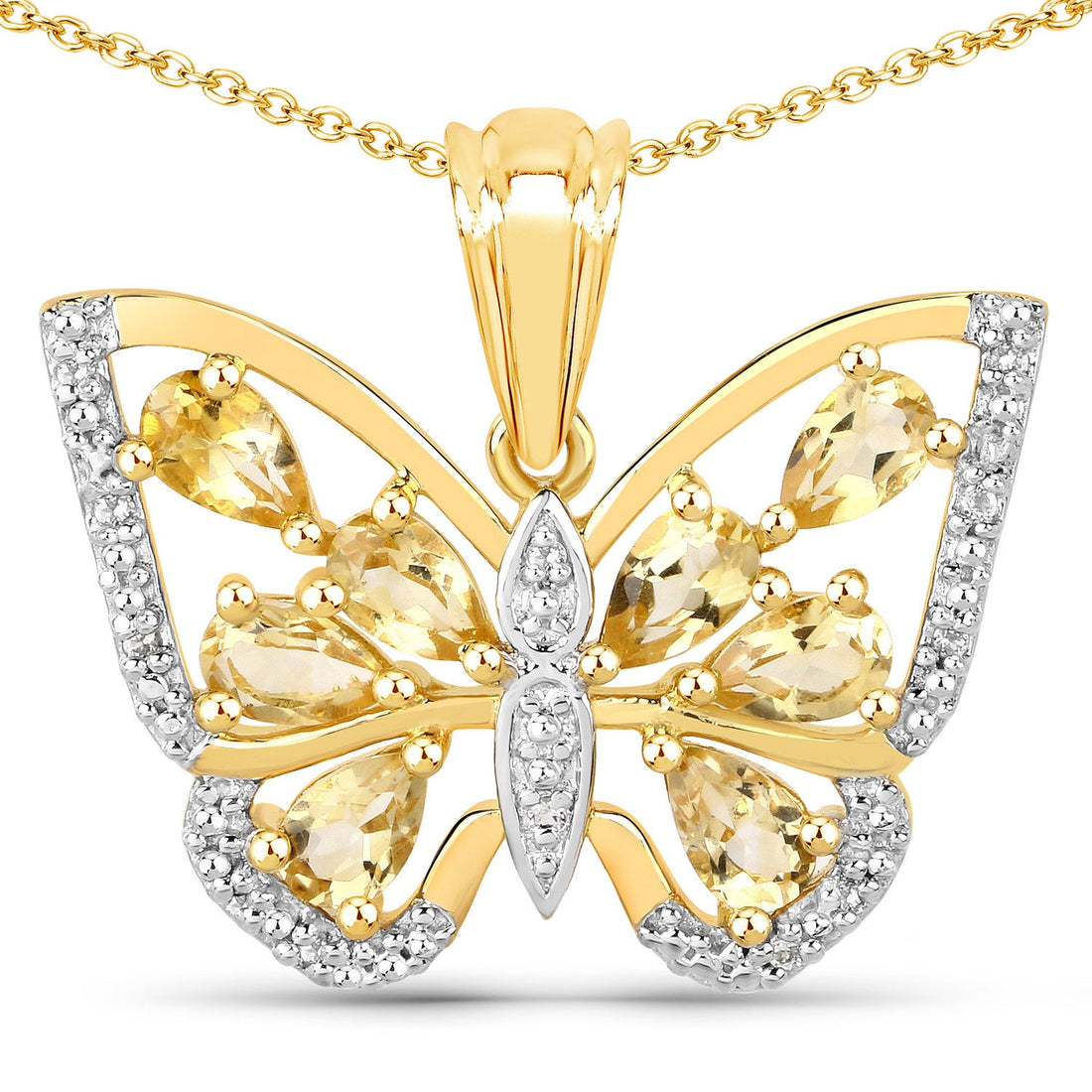1.81 Carat Genuine Citrine and White Topaz .925 Sterling Silver Pendant by Bids.com