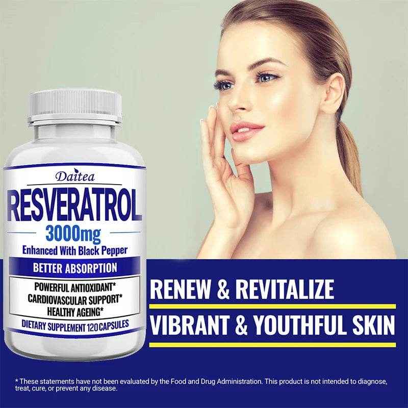 Natural Resveratrol Antioxidant – Boosts Energy, Skin, Brain &amp; Immune Health
