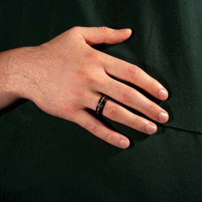 Damascus Meteorite &amp; Crushed Gold Ring