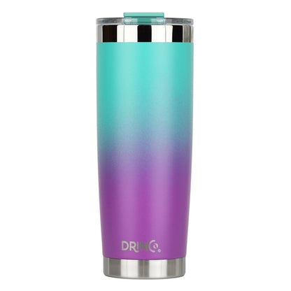 DRINCO 20oz Insulated Tumbler with Spill-Proof Lid & 2 Straws - Ombre Teal Stainless Steel Travel Mug