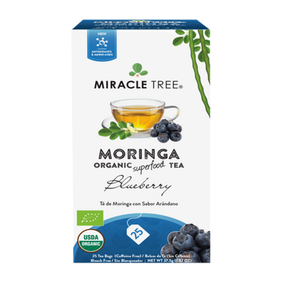 Miracle Tree's Organic Moringa Tea - Blueberry Flavor, 25 Tea Bags