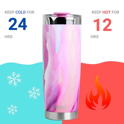 DRINCO 20oz Insulated Tumbler with Spill-Proof Lid & 2 Straws - Galaxy Stainless Steel Travel Mug